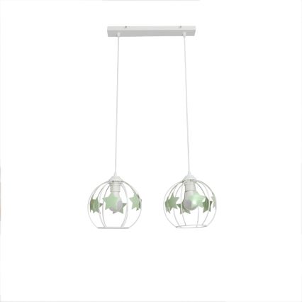 Lámpara colgante infantil STARS 2xE27/15W/230V verde/blanco