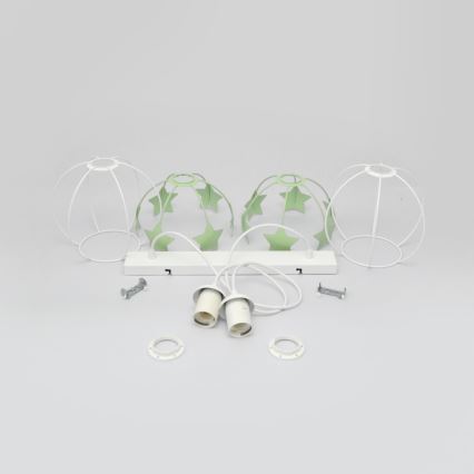 Lámpara colgante infantil STARS 2xE27/15W/230V verde/blanco