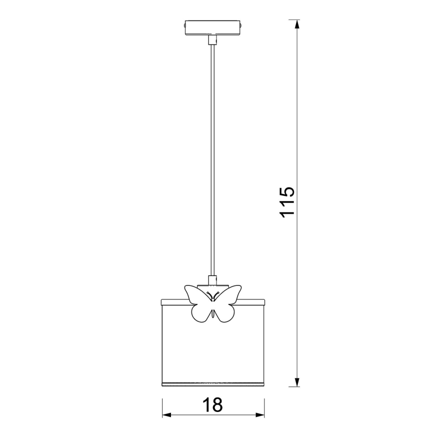 Lámpara colgante infantil SWEET 1xE27/15W/230V blanco/mariposa
