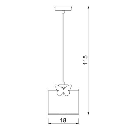 Lámpara colgante infantil SWEET 1xE27/15W/230V blanco/rosa/mariposa