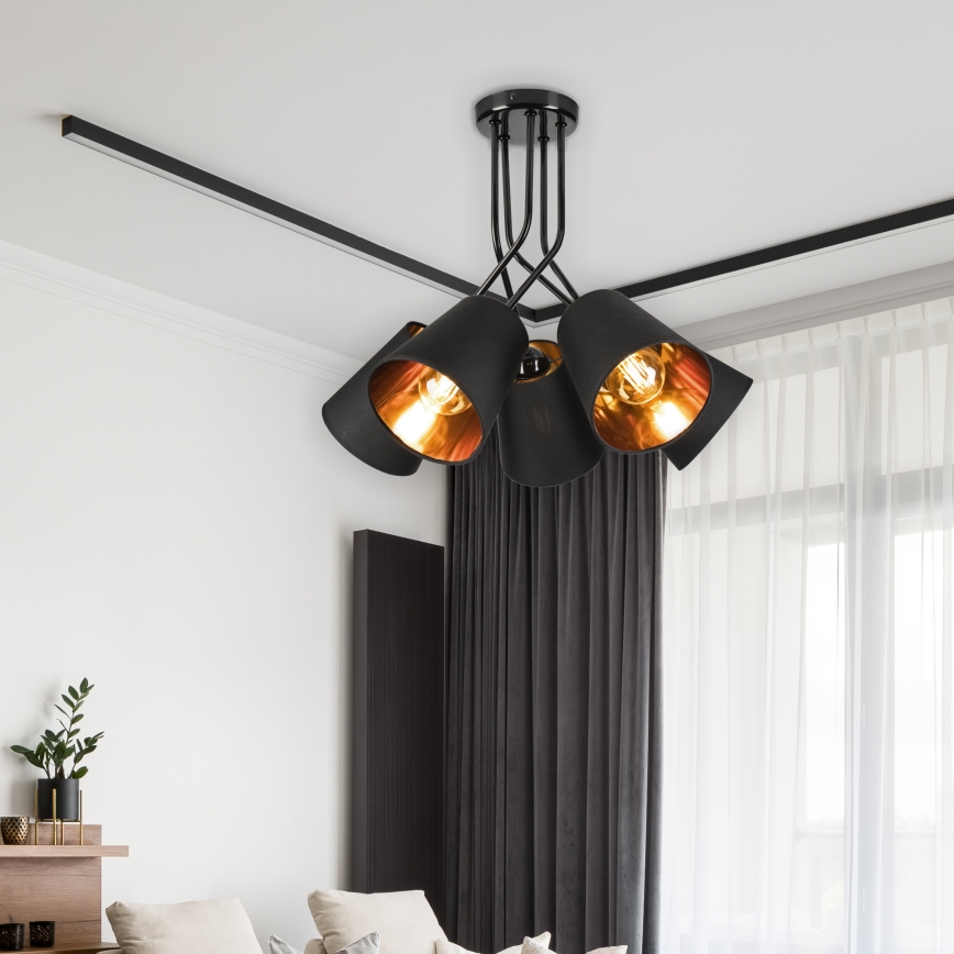 Lámpara colgante IRMA 5xE27/60W/230V negro