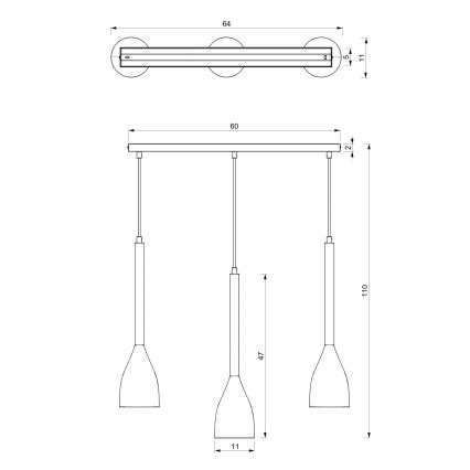 Lámpara colgante ISTAPPAR 3xE27/60W/230V negro