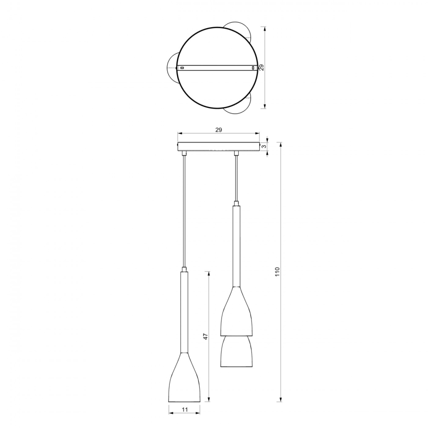 Lámpara colgante ISTAPPAR 3xE27/60W/230V negro