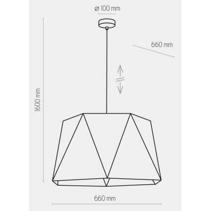 Lámpara colgante IVO 1xE27/25W/230V negro/dorado