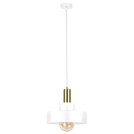 Lámpara colgante IZA 1xE27/60W/230V blanco/dorado