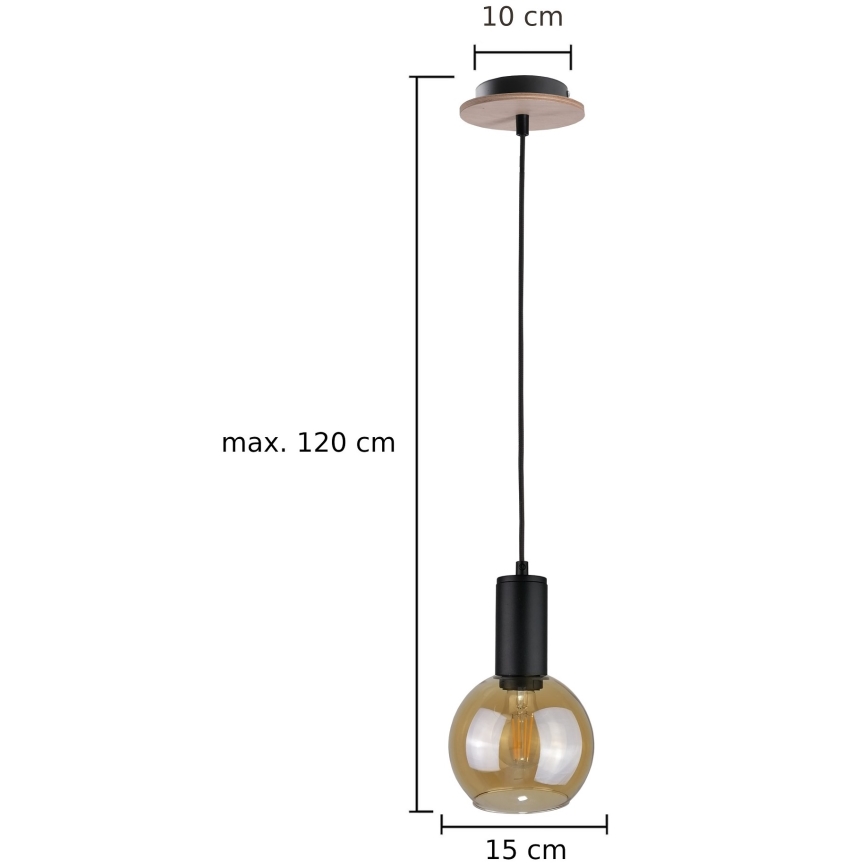 Lámpara colgante JANTAR WOOD 1xE27/60W/230V