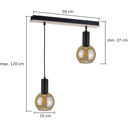 Lámpara colgante JANTAR WOOD 2xE27/60W/230V