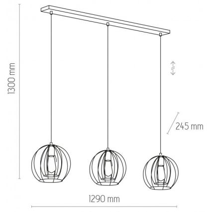 Lámpara colgante JAULA 3xE27/60W/230V