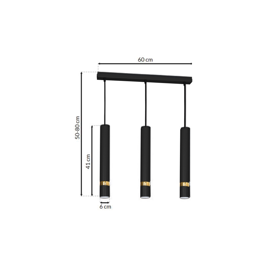 Lámpara colgante JOKER 3xGU10/25W/230V negra