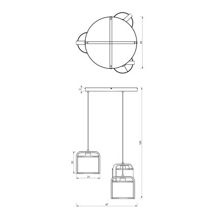 Lámpara colgante JONKO 3xE27/60W/230V