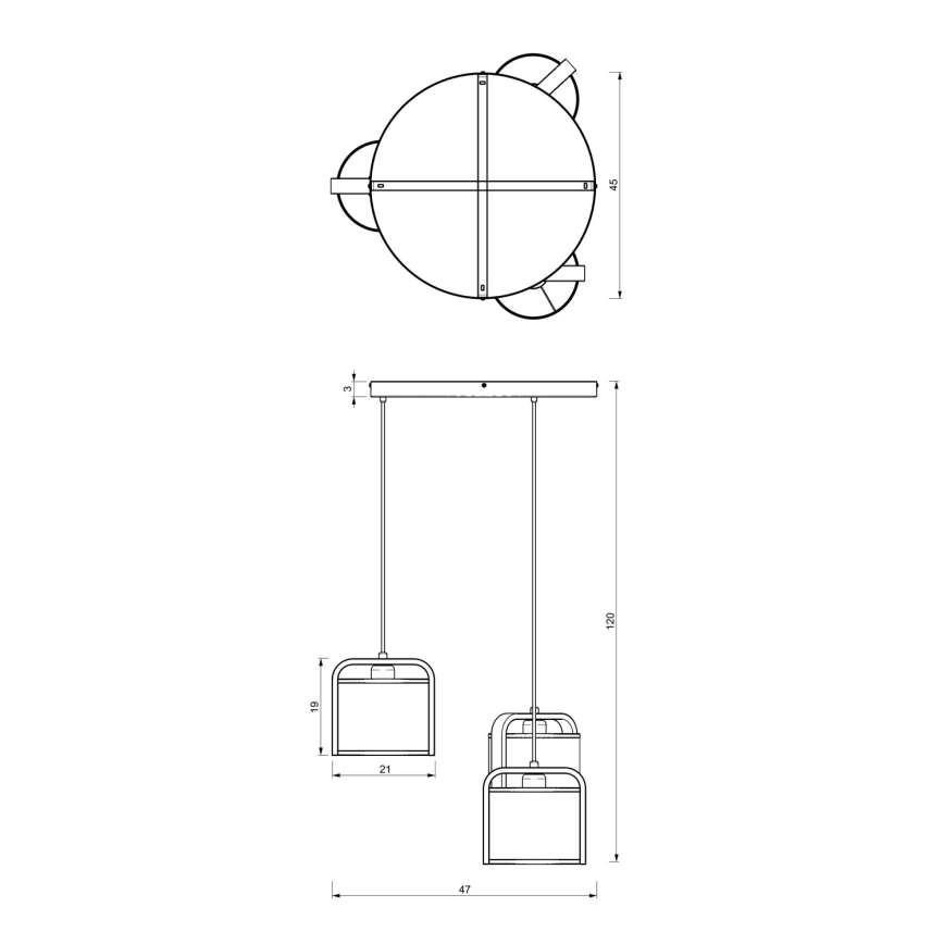 Lámpara colgante JONKO 3xE27/60W/230V