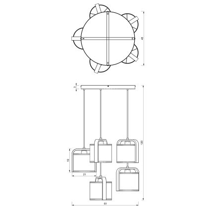 Lámpara colgante JONKO 5xE27/60W/230V