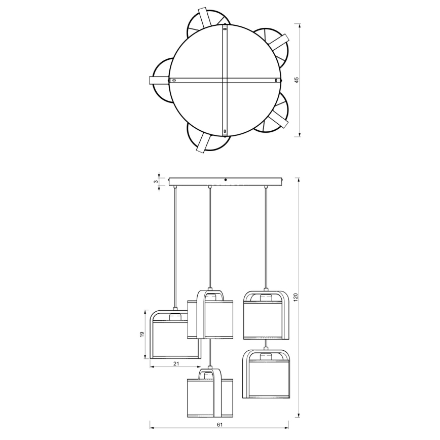 Lámpara colgante JONKO 5xE27/60W/230V