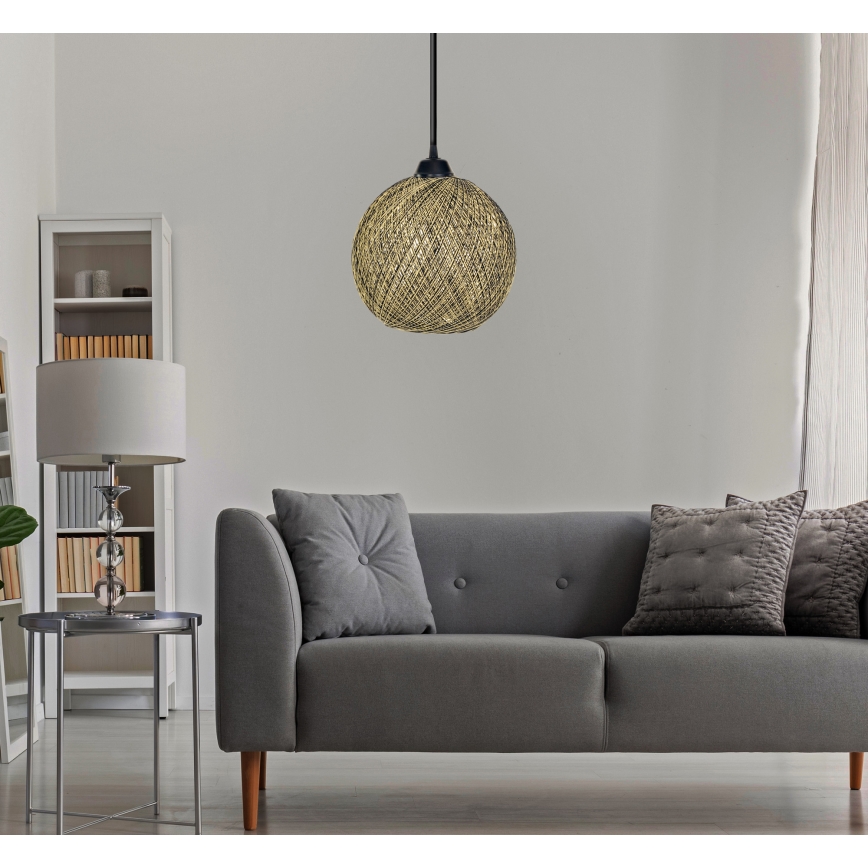 Lámpara colgante JUTE 1xE27/60W/230V amarillo