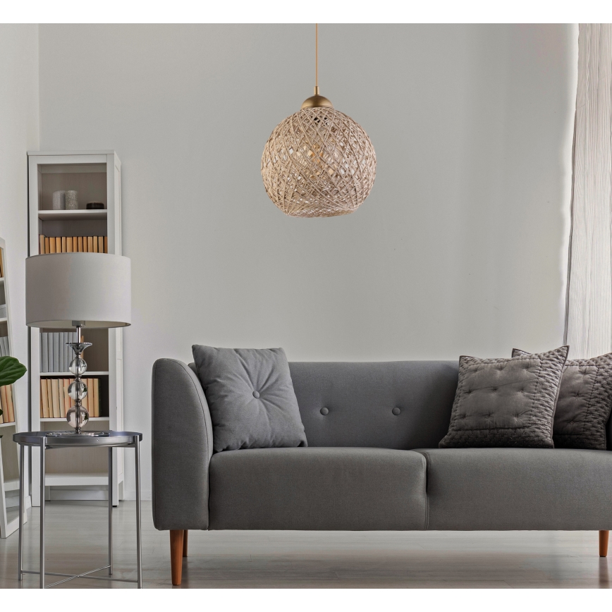 Lámpara colgante JUTE 1xE27/60W/230V beige