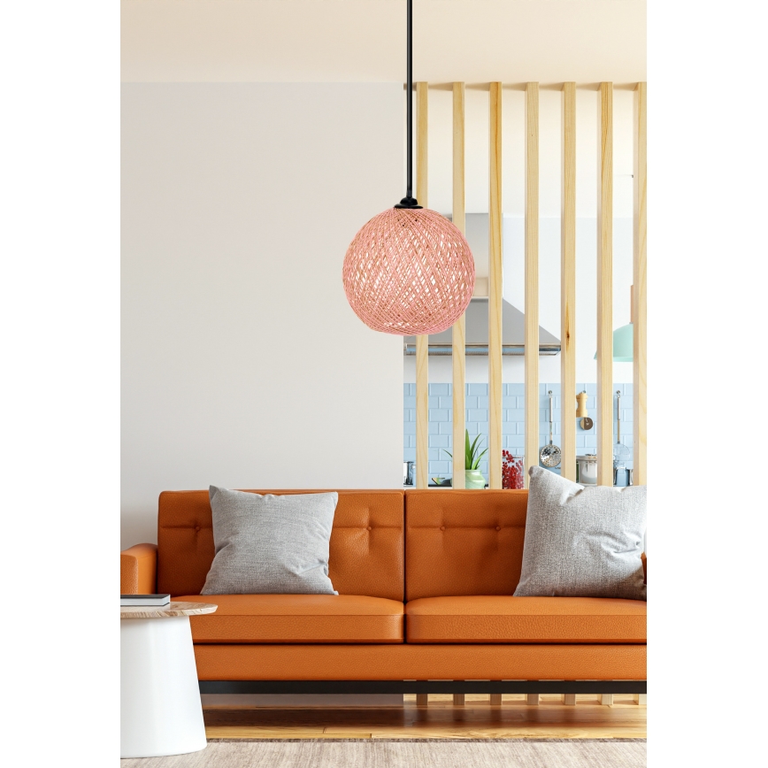 Lámpara colgante JUTE 1xE27/60W/230V rosa