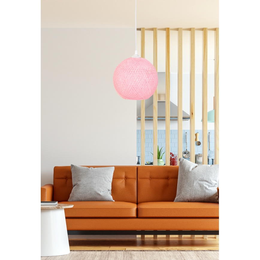 Lámpara colgante JUTE 1xE27/60W/230V rosa