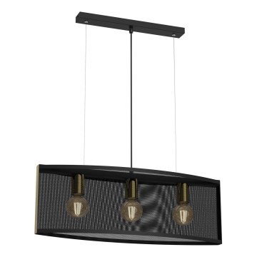 Lámpara colgante KAGA 3xE27/60W/230V negro/dorado