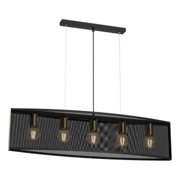 Lámpara colgante KAGA 5xE27/60W/230V negro/dorado