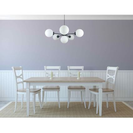 Lámpara colgante KALIOPE 6xE14/50W/230V negro/blanco