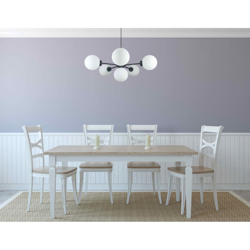 Lámpara colgante KALIOPE 6xE14/50W/230V negro/blanco