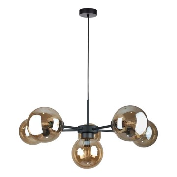 Lámpara colgante KALIOPE II 6xE14/50W/230V negro/beige ahumado
