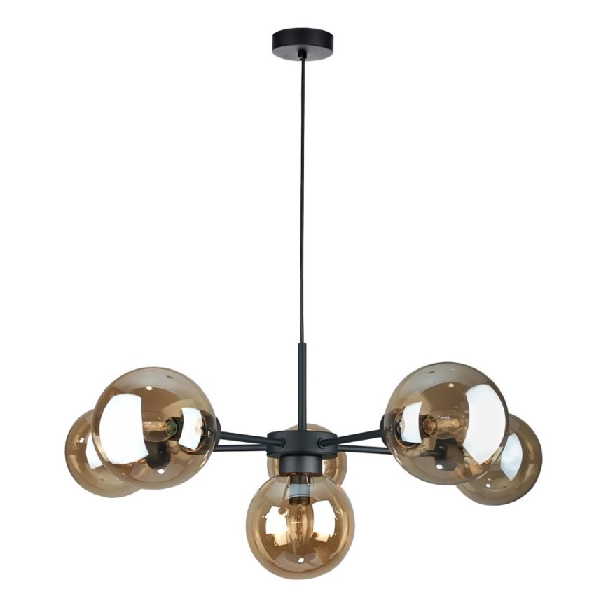 Lámpara colgante KALIOPE II 6xE14/50W/230V negro/beige ahumado