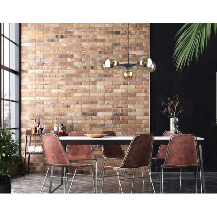 Lámpara colgante KALIOPE II 6xE14/50W/230V negro/beige ahumado