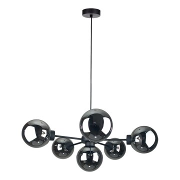 Lámpara colgante KALIOPE II 6xE14/50W/230V negro/negro ahumado