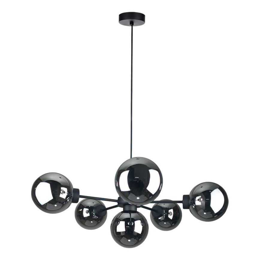 Lámpara colgante KALIOPE II 6xE14/50W/230V negro/negro ahumado