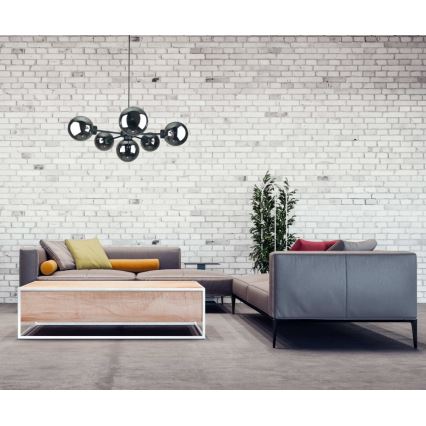 Lámpara colgante KALIOPE II 6xE14/50W/230V negro/negro ahumado