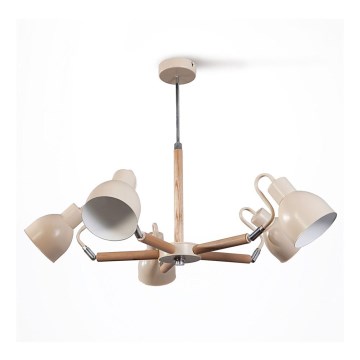 Lámpara colgante KALITHEA 5xE27/60W/230V beige