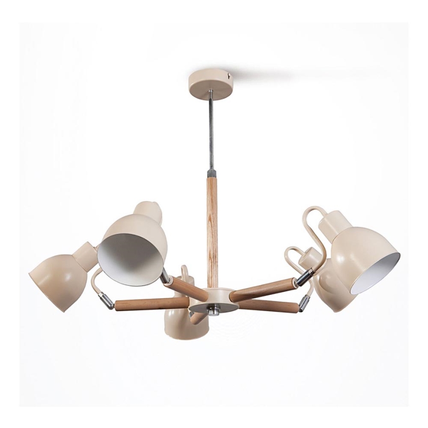 Lámpara colgante KALITHEA 5xE27/60W/230V beige