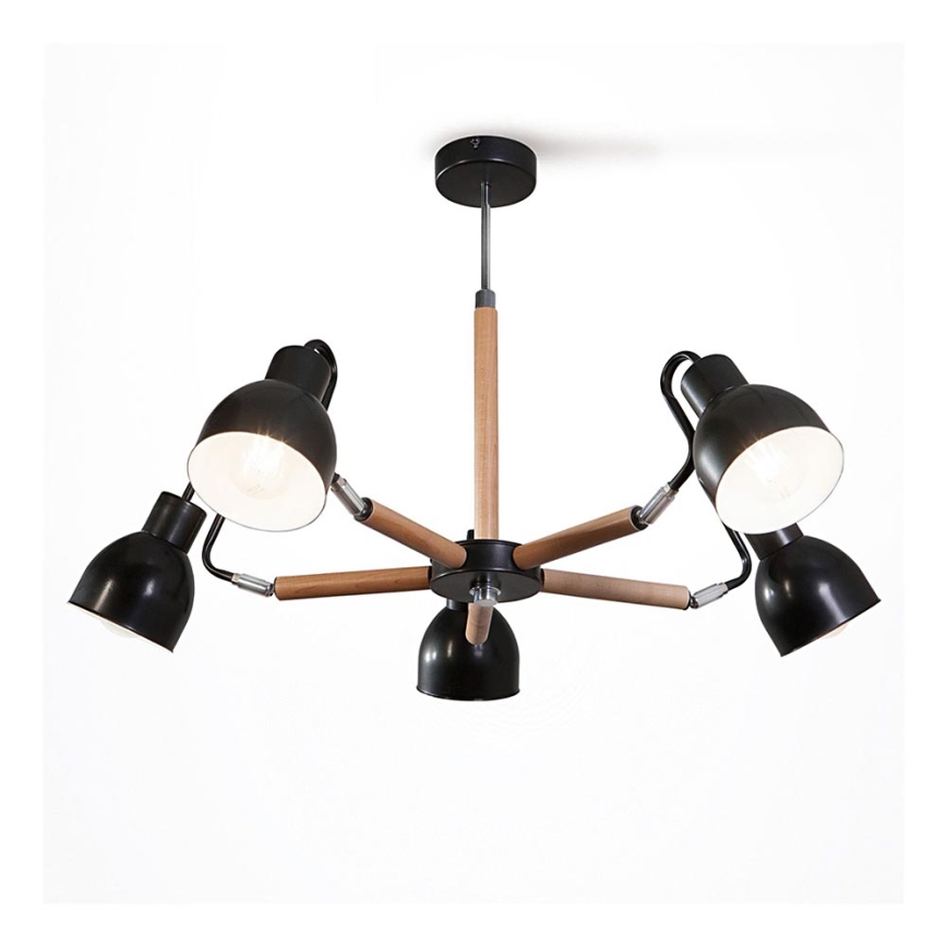 Lámpara colgante KALITHEA 5xE27/60W/230V negro