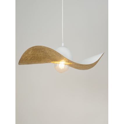 Lámpara colgante KAPELLO 1xE27/60W/230V diá. 55 cm blanco/dorado