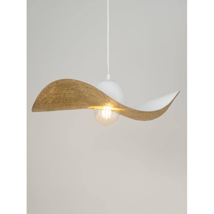 Lámpara colgante KAPELLO 1xE27/60W/230V diá. 55 cm blanco/dorado