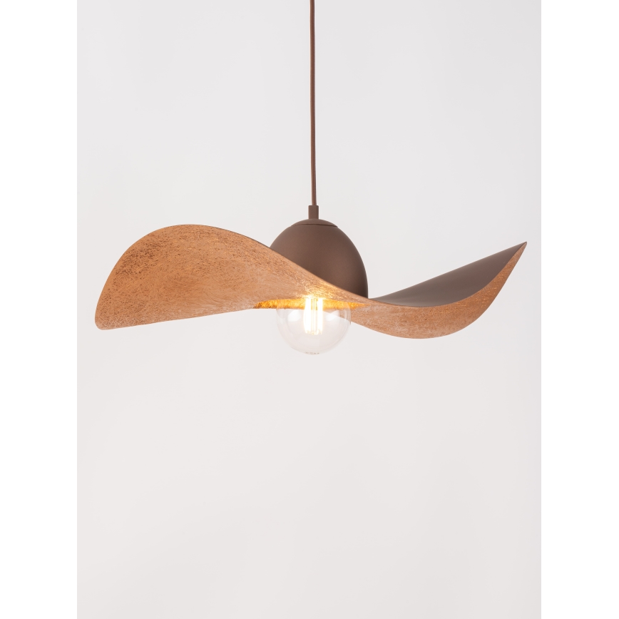 Lámpara colgante KAPELLO 1xE27/60W/230V diá. 55 cm marrón/cobre
