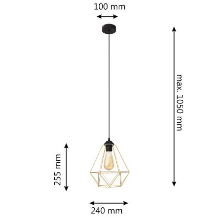 Lámpara colgante KARO 1xE27/15W/230V dorado/negro
