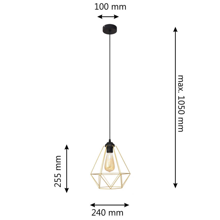 Lámpara colgante KARO 1xE27/15W/230V dorado/negro