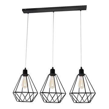 Lámpara colgante KARO 3xE27/15W/230V negro