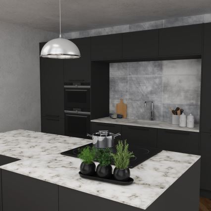 Lámpara colgante KITCHEN 1xE27/15W/230V blanco/cromo brillante