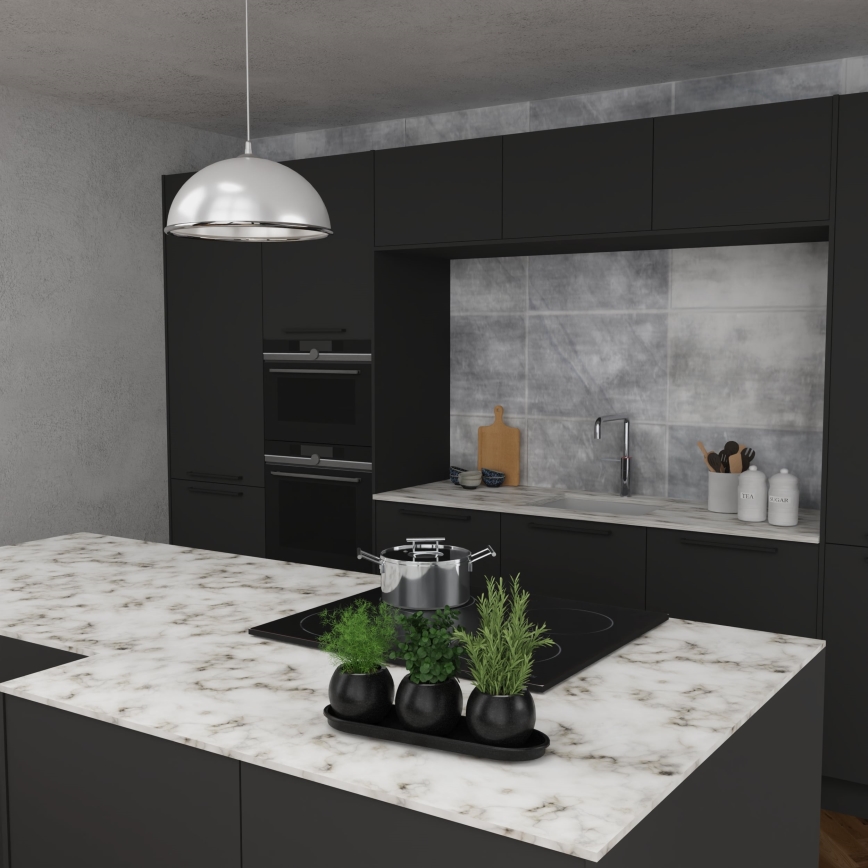 Lámpara colgante KITCHEN 1xE27/15W/230V blanco/cromo brillante