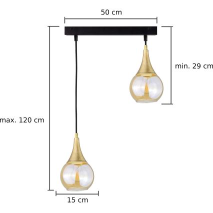 Lámpara colgante LACRIMA HONEY 2xE27/60W/230V