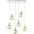 Lámpara colgante LACRIMA HONEY 6xE27/60W/230V blanco/dorado/ahumado beige