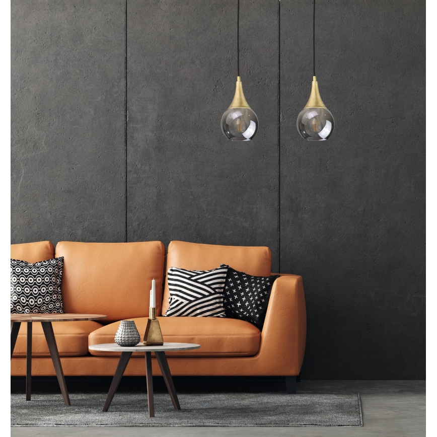 Lámpara colgante LACRIMA SMOKY 2xE27/60W/230V