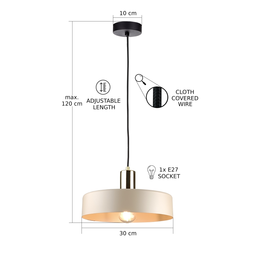 Lámpara colgante LATTE 1xE27/60W/230V beige/negro/cromo brillante