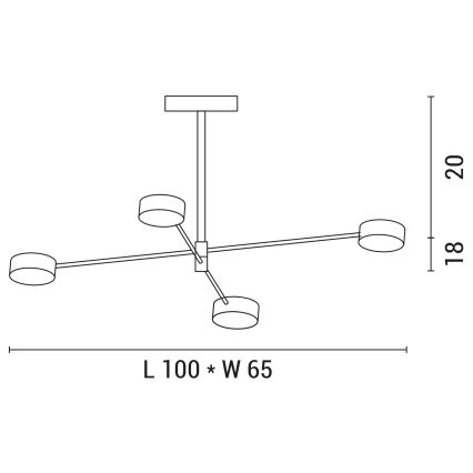 Lámpara colgante LED 4xLED/12W/230V 4000K dorado