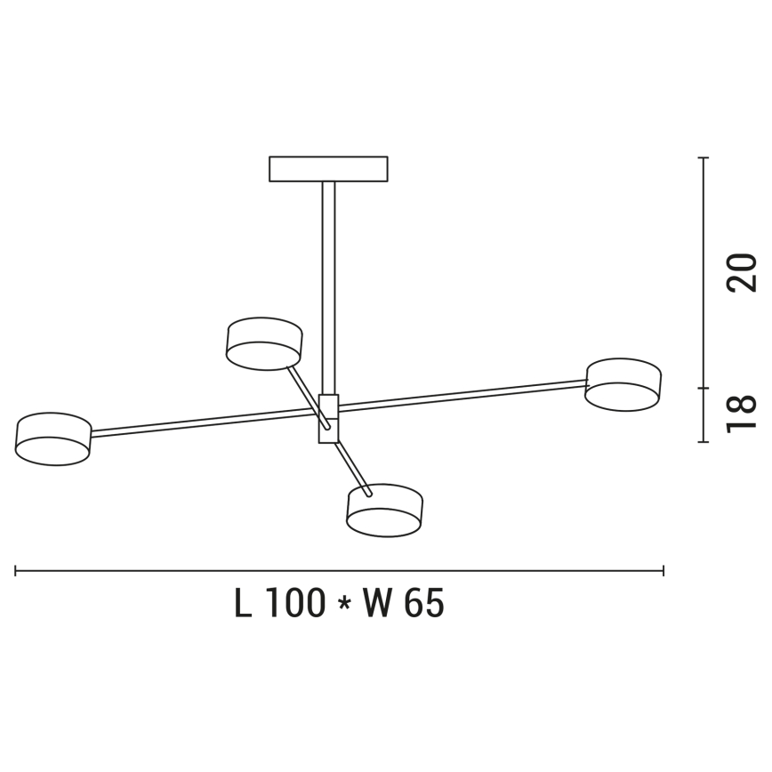Lámpara colgante LED 4xLED/12W/230V 4000K dorado