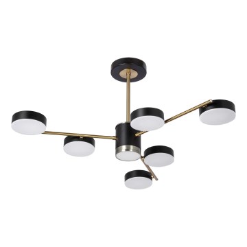 Lámpara colgante LED 6xLED/7W/230V + LED/6W 3000 - 6000K diá. 69 cm dorado/negro