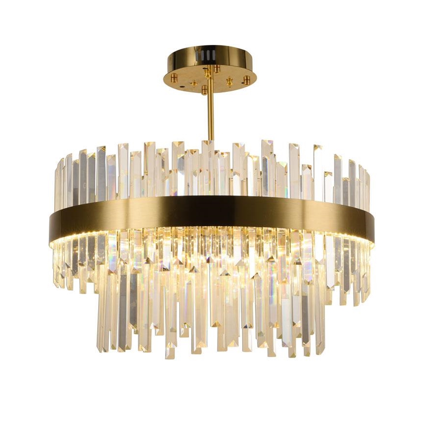 Lámpara de araña de cristal LED regulable en un poste LED/80W/230V 3000-6500K dorado + control remoto